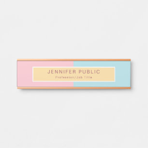 Modish Pink Yellow Blue Modern Rose Gold Template Door Sign