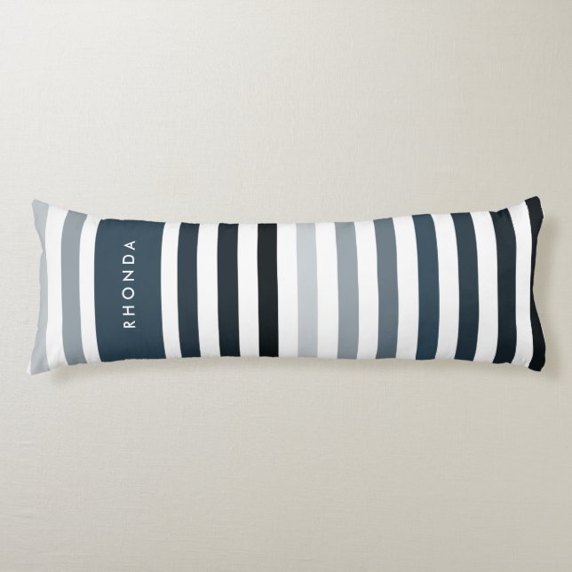 Modish Reflecting Pond Horizontal Stripes and Name Body Cushion (Front)