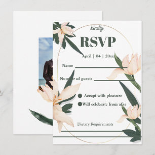 Modren blush pink floral Circle RSVP Card