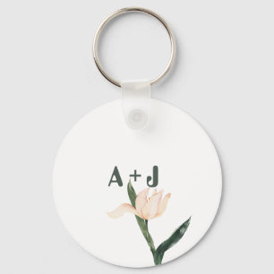 Modren blush pink floral key ring