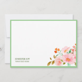 Modren chic pastel Blush Pink Greenery Note Card