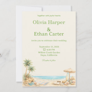 Modren Viral Aesthetic Beech soft Stylis customise Invitation