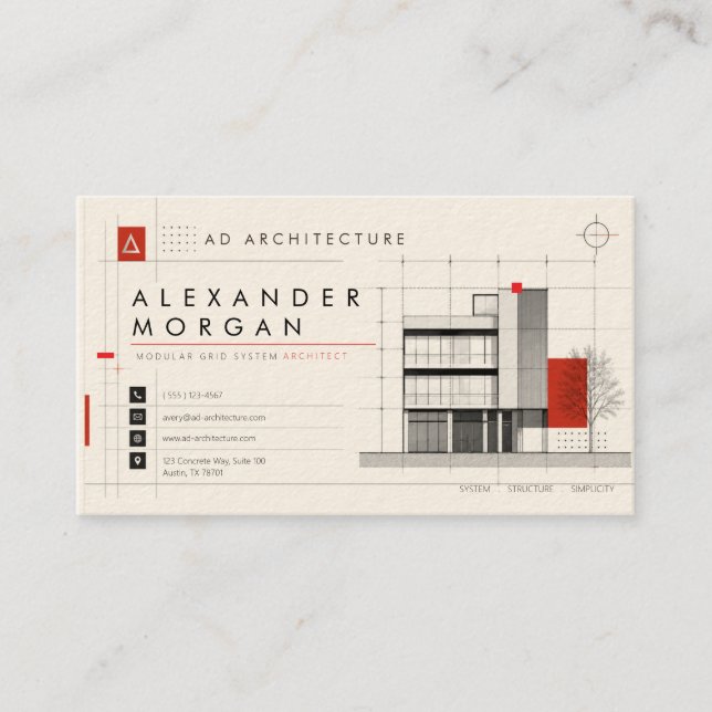 Modular Grid System Architect Business Card (Front)