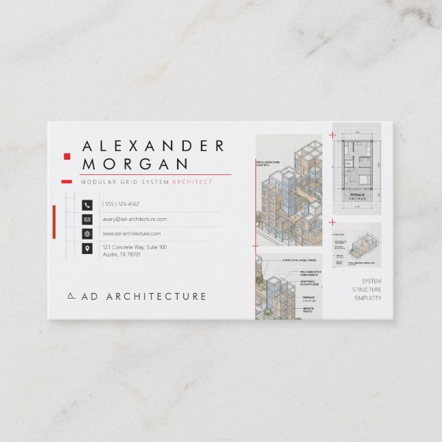 Modular Grid System Architect Business Card (Front)