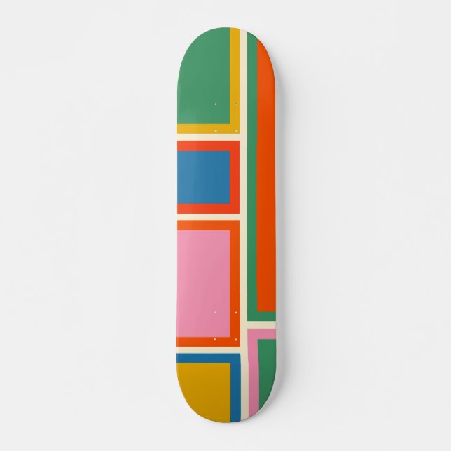 Modular Retro Modern Colourful Geometric Abstract  Skateboard (Front)