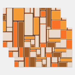 Modulus Retro Geometric Mid Century Modern 70s Wrapping Paper Sheet