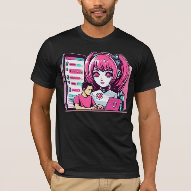 Moe 萌え I Love Chatbots Ai Robots Futuristic Design T-Shirt (Front)