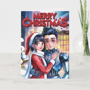 Moe Chatbot Love Female + Robot Christmas Holiday Card
