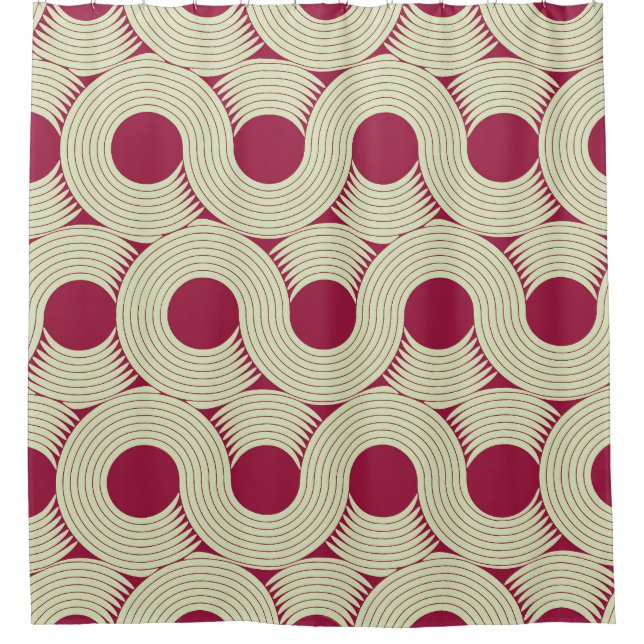 Moebius Stripe: Infinite Red-Green Tile Shower Curtain (Front)