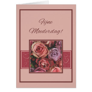 Moederdagkaart dutch Roses & stripes Mother's Day