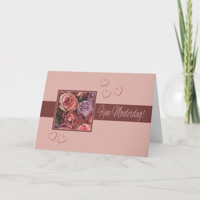 Moederdagkaart dutch Roses & stripes Mother's Day Card (Front)