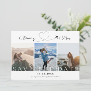 Moedrn minimalist photo travel world wedding save the date