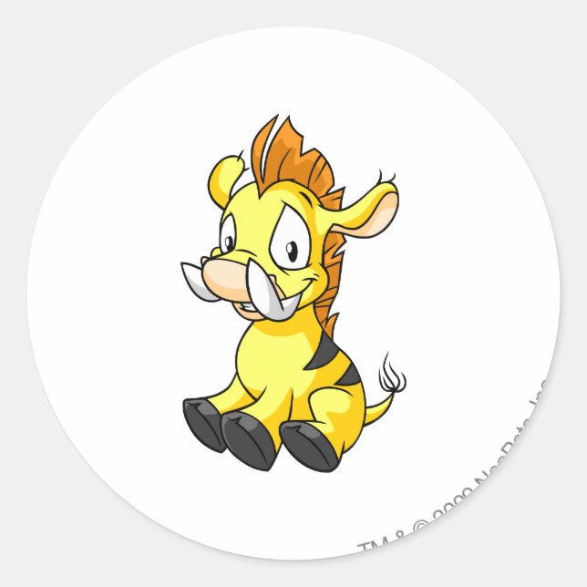 Moehog Yellow Classic Round Sticker (Front)