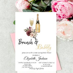 Moet Glass Floral Brunch & Bubbly Bridal Shower  Invitation