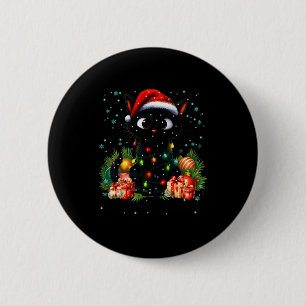 Moewy Christmas Black Cute Cat Santa Hat Xmas Wome 6 Cm Round Badge
