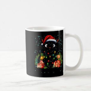Moewy Christmas Black Cute Cat Santa Hat Xmas Wome Coffee Mug