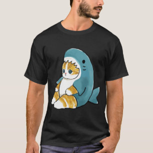 Mofu Sand Cute Cat Drawing In Shark Outfit  T-Shirt