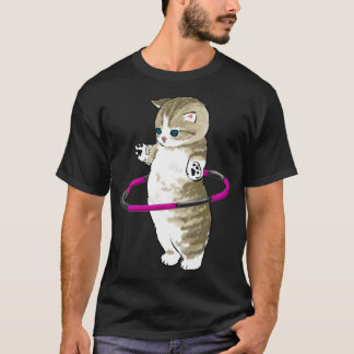 Mofu Sand Cute Cat Drawing Playing With Hula Hoop T-Shirt
