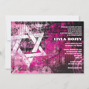 Mogen David Circular Star Bat Mitzvah Invitation