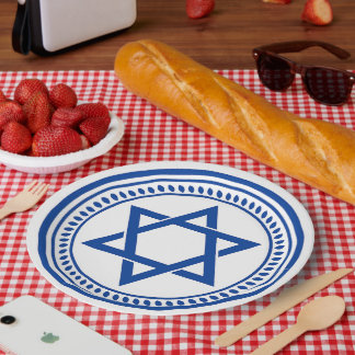 Mogen David Jewish Themed Plates - Jewish Stars 