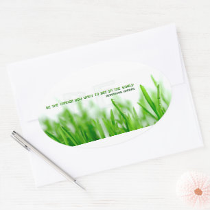 Mohandas Gandhi Inspirational Quote Be the change Oval Sticker