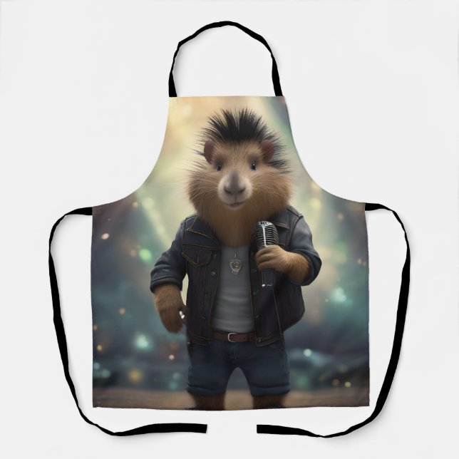 "Mohawk Capybara: Rockin' the River!" Apron (Front)