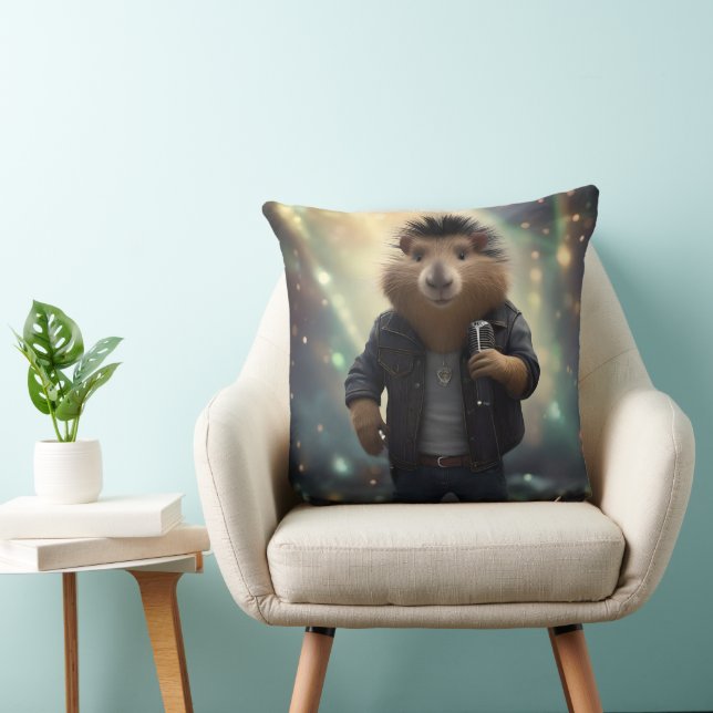 "Mohawk Capybara: Rockin' the River!" Cushion (Chair)