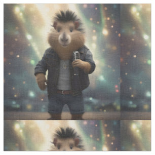 "Mohawk Capybara: Rockin' the River!" Fabric