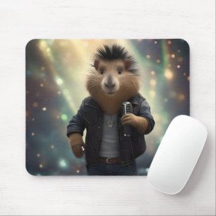 "Mohawk Capybara: Rockin' the River!" Mouse Pad