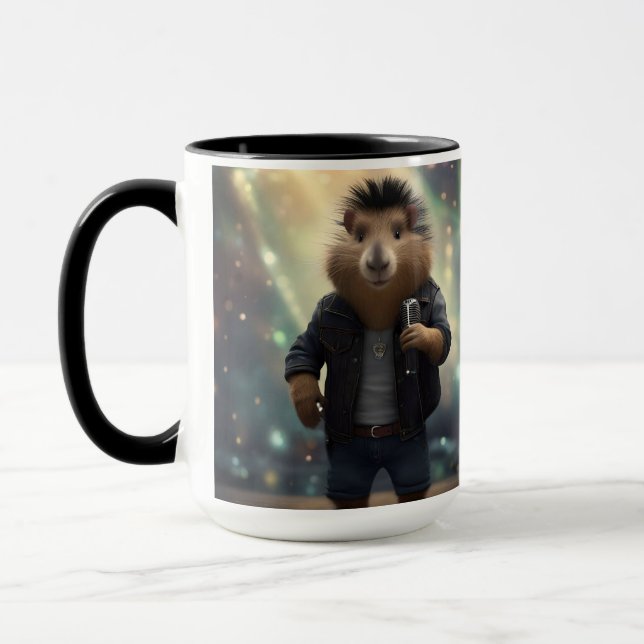 "Mohawk Capybara: Rockin' the River!" Mug (Left)