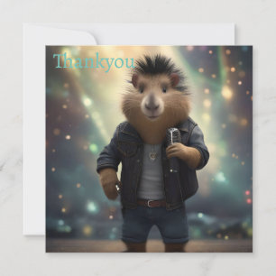 "Mohawk Capybara: Rockin' the River!" Thank You Card