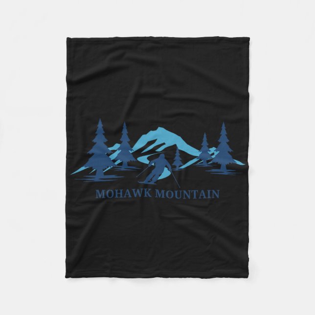 Mohawk Mountain Skiing Ski Resort Skier  Fleece Blanket (Front)