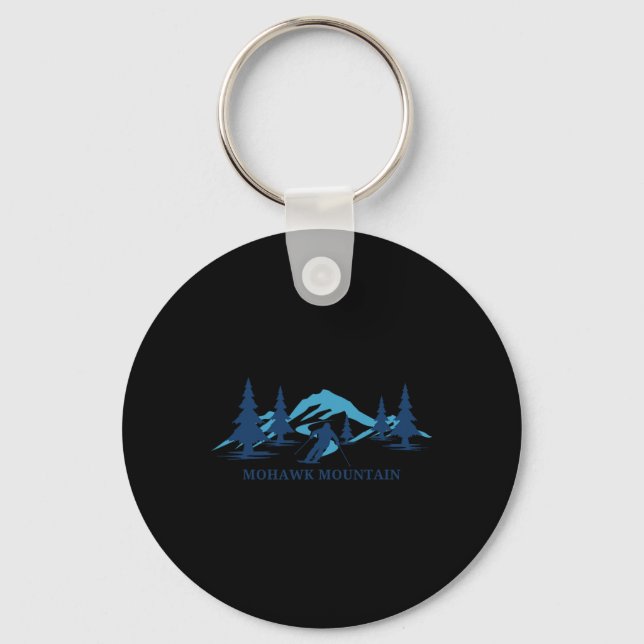 Mohawk Mountain Skiing Ski Resort Skier  Key Ring (Front)