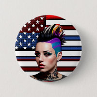 Mohawk Punk Girl with American Flag