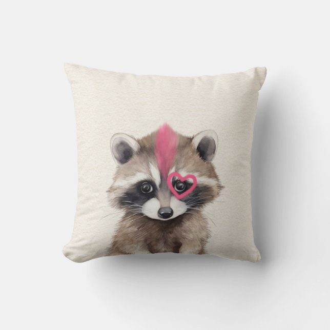 Mohawk Racoon Woodland Nursery Cushion (Front)
