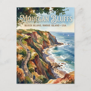 Mohegan Bluffs, Block Island, Rhode Island, USA Postcard
