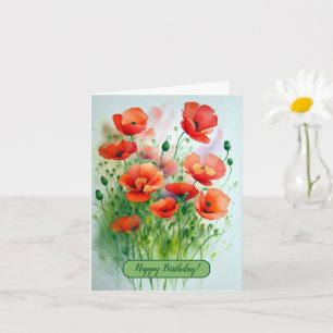 Mohnblumenwiese, Aquarell + Card
