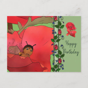 Mohnblüte mit Käfer Postcard