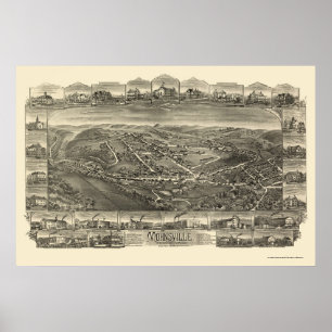 Mohnsville, PA Panoramic Map - 1898 Poster