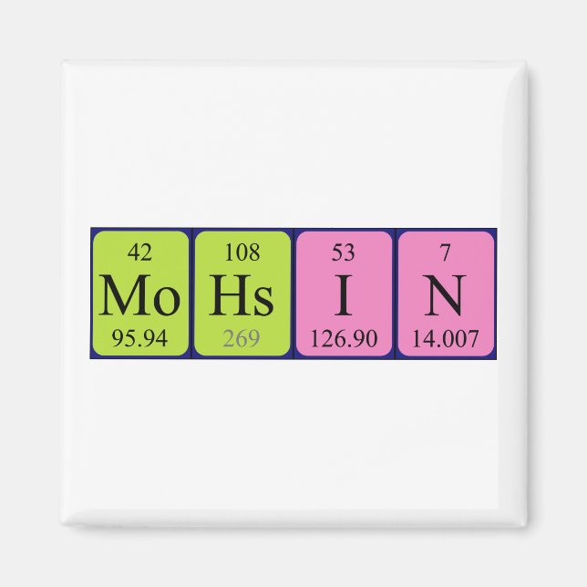 Mohsin periodic table name magnet (Front)