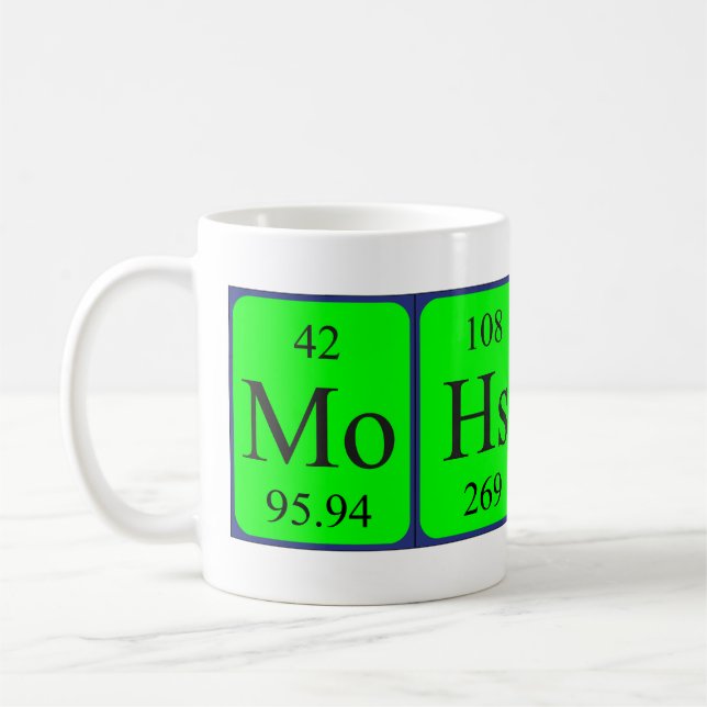 Mohsin periodic table name mug (Left)
