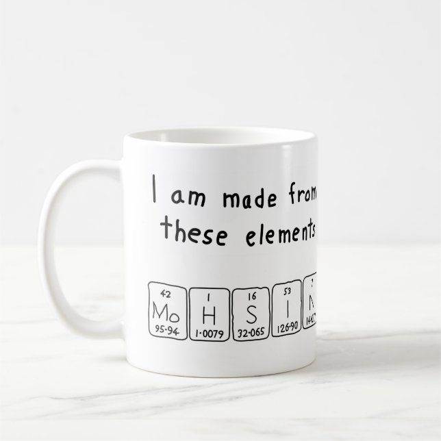 Mohsin periodic table name mug (Left)