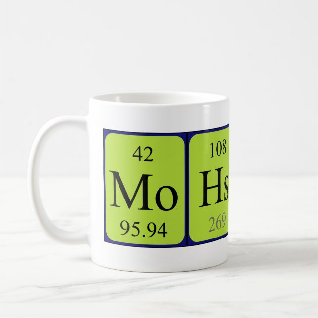 Mohsin periodic table name mug (Left)