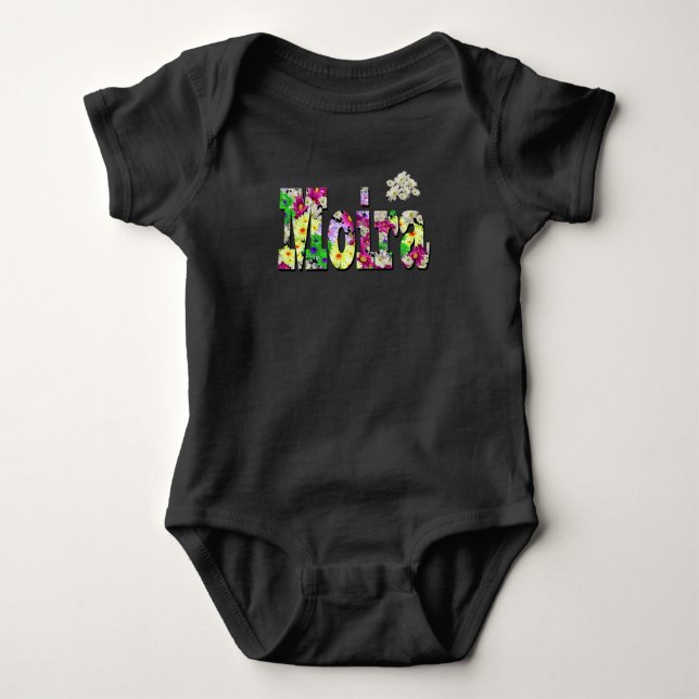 Moira, Girls Name With Daisies,   Baby Bodysuit (Front)