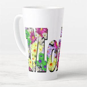 Moira, Girls Name With Daisies, Latte Mug