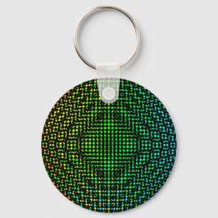 Moire Checkers by Kenneth Yoncich Key Ring
