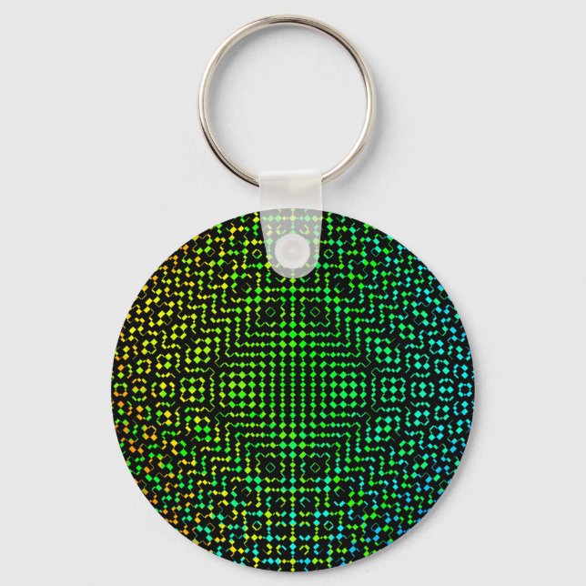 Moire Checkers by Kenneth Yoncich Key Ring (Front)