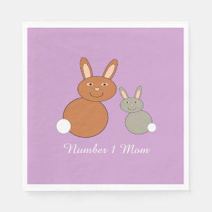 Moithers Day Bunnies Personalised Paper Napkins