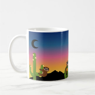 Mojave Sloth Mug, Sloths on Cactus, Cacti, Desert Coffee Mug
