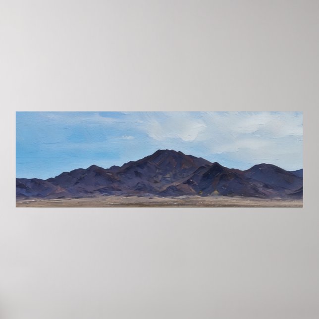 Mojave Valley and Mountain Range Impressionist Art Poster (Front)